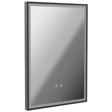 Vado Safari Rectangular Borderlit LED Mirror with Demister Pad - Matt Black Frame