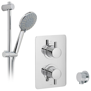 Vado Celsius Thermostatic Chrome Shower Valve with Evolve Slide Rail Kit and Wall Outlet