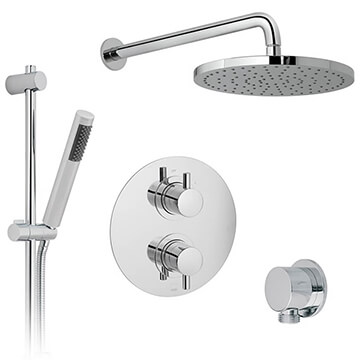Vado Celsius Chrome Thermostatic Shower Mixer Valve with Venus Slide Rail Kit and Fixed Head