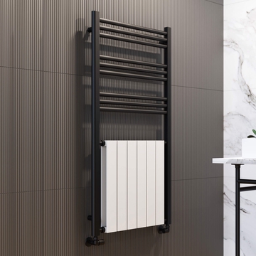 Vogue Harmonique Towel Rail with Double Panel White Inset Radiator - 600mm Wide
