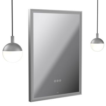 Vado Safari Rectangular Borderlit Satin Chrome LED Mirror and Pendant Lights
