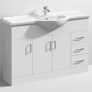 Nuie Mayford Floor Standing 3 Door 3 Drawer Cabinet And Basin - VTY1200