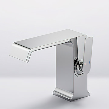 Flova Stream Contemporary Basin Mixer Tap - Side Action Lever - Deck Mounted