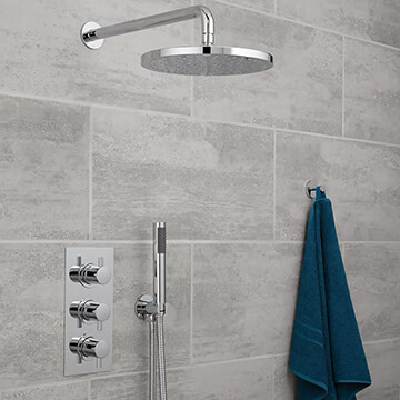 Vado Celsius 2 Outlet Chrome Thermostatic Valve with Round Head and Zoo Shower Kit
