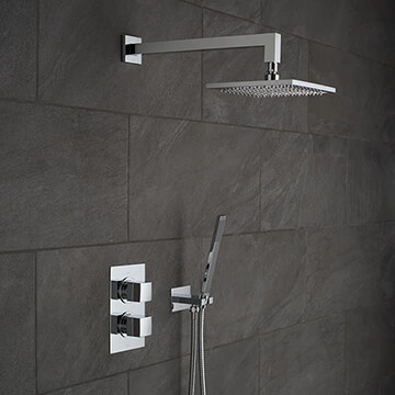 Vado Mix Concealed Thermostatic Chrome Mixer Valve with Shower Head and Handset Kit