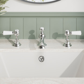 Hudson Reed Topaz Traditional 3-Hole Basin Mixer Tap with Pop-Up Waste - BC307HL