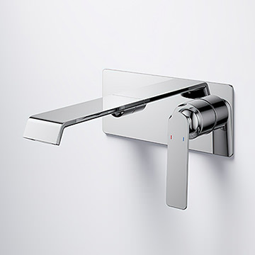 Flova Stream Wall Mounted 2-Hole Basin Mixer Tap with Concealed SmartBOX - Flat Handle