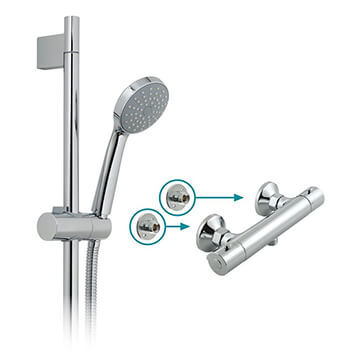 Vado Celsius Exposed Thermostatic 1 Function Shower Kit with Brackets