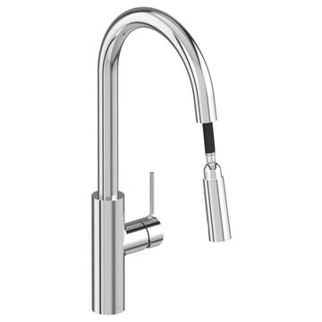 Vado Safari Pull Out Chrome Kitchen Sink Mixer Tap - Swivel Spout - Slim Stick Handle
