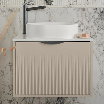 Vado Safari Semi-Fluted Wall Mounted Countertop Vanity Unit - 1 Drawer - 415mm High