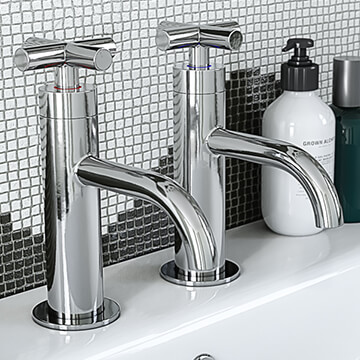 JTP Solex Deck Mounted Chrome Basin Pillar Taps