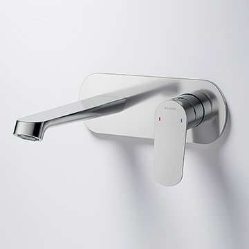 Flova Ascend 2-Hole Basin Mixer Tap with Concealed SmartBOX - Flat Handle - Wall Mounted
