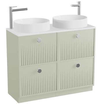 Vado Safari Semi-Fluted Double Countertop Vanity Unit - 4 Drawer - 800mm High