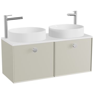 Vado Safari Wall Mounted Double Countertop Vanity Unit - 2 Drawer - 415mm High