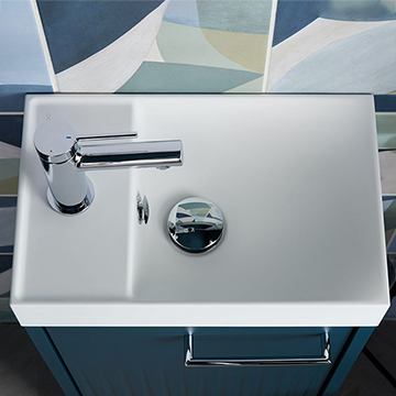 Vado Safari 1 Taphole Arctic White Inset Basin with Overflow - 384 x 244mm