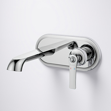 Flova Liberty 2-Hole Basin Mixer Tap with Concealed SmartBOX - Flat Handle - Wall Mounted
