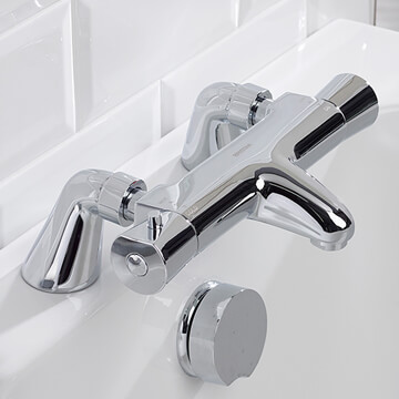 Bristan Artisan Contemporary Thermostatic Chrome Bath Filler Tap - Deck Mounted