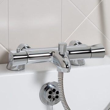 Bristan Artisan Thermostatic Chrome Bath Shower Mixer Tap with Diverter - Deck Mounted