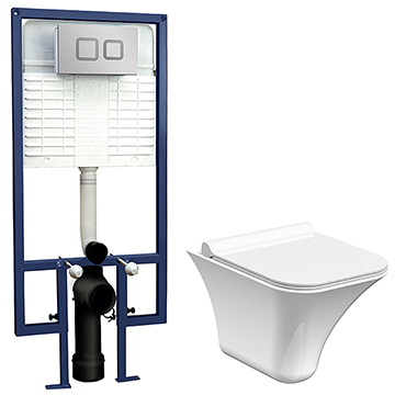 Nuie Square Rimless WC Pan With Soft Close Seat And Concealed Cistern - CEZGR001