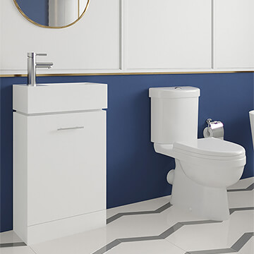 Nuie Deco White Contemporary 475mm Wide Floorstanding Cloakroom Suite