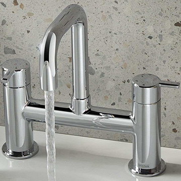 Bristan Altum Contemporary Bridge Bath Mixer Tap - Short Handles - Deck Mounted