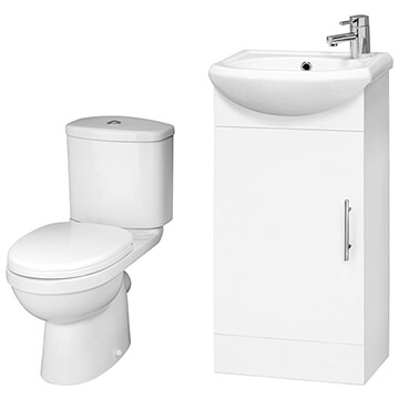 Nuie Deco White Floorstanding Vanity Unit with Basin and Toilet Pack