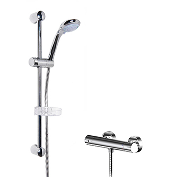 Nuie Binsey Exposed Thermostatic 1-Outlet Bar Shower Valve and Slide Rail Kit - Chrome