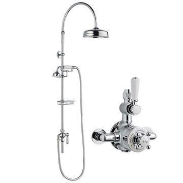 Nuie Exposed Traditional Thermostatic Shower Mixer Valve with Rigid Riser Kit and Diverter