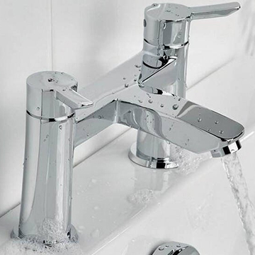 Bristan Apelo Contemporary Bridge Bath Mixer Tap - Designer Handles - Deck Mounted