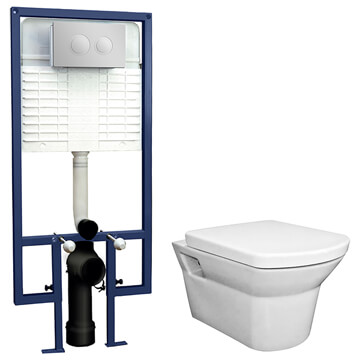 Nuie Contemporary Wall Hung WC Pan with Soft-Close Seat and Concealed Cistern - CEZMA001