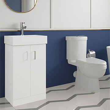 Nuie Deco White 440mm Wide Floorstanding Cloakroom Suite