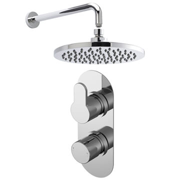 Nuie Arvan Twin Thermostatic Valve With Shower Head and Arm