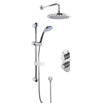 Nuie Arvan Dual Concealed Thermostatic Shower Valve - Slide Rail Kit and Shower Head