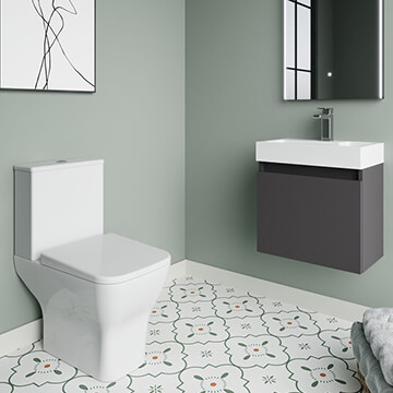 Nuie Deco Contemporary Wall Hung Slimeline Furniture with Basin and Toilet Pack