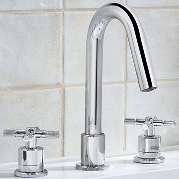Bristan Cruzar Contemporary 3 Hole Basin Mixer Tap - Crosshead Handles - Deck Mounted