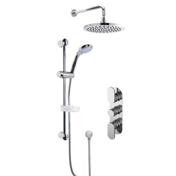 Nuie Binsey Triple Concealed Thermostatic Valve - Shower Head and Slide Rail Kit
