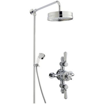Nuie Traditional Rigid Riser Overhead Shower Kit with Topaz Thermostatic Exposed Valve