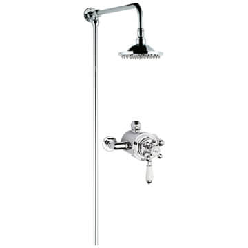 Nuie Traditional Rigid Riser Overhead Shower Head with Topaz Exposed Valve