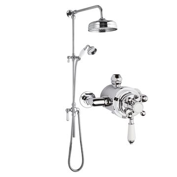 Nuie Traditional Rigid Riser Kit with Victorian Exposed Thermostatic Shower Valve