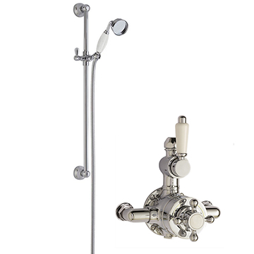 Nuie Traditional Slide Rail Shower Kit with Victorian Thermostatic Exposed Valve