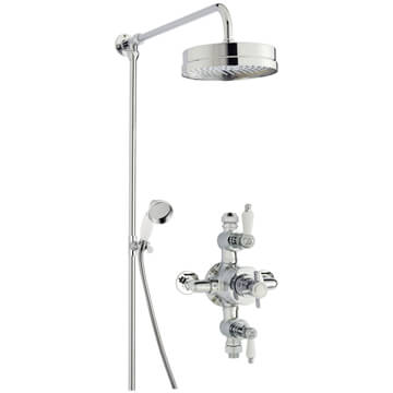 Nuie Traditional Rigid Riser Overhead Shower Kit with Beaumont Thermostatic Exposed Valve
