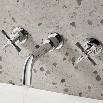 Bristan Cruzar Contemporary 3 Hole Basin Mixer Tap - Curved Spout - Wall Mounted