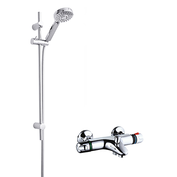 Nuie Round Thermostatic Bath Mixer with Multi-Function Water Saving Shower Kit - Chrome