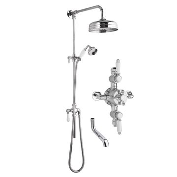 Nuie Traditional Rigid Riser Kit and Victorian Triple Exposed Thermostatic Shower Valve