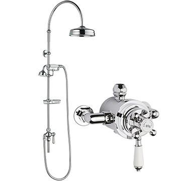 Nuie Traditional Rigid Riser Shower Kit with Topaz Exposed Thermostatic Valve