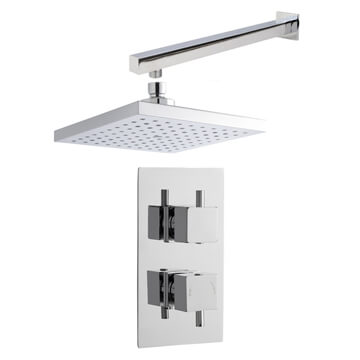 Nuie Square 1-Outlet Thermostatic Valve with Shower Arm and Fixed Head - SBS30TW1
