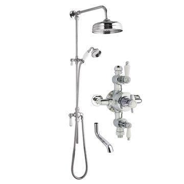 Nuie Traditional Rigid Riser Kit with Beaumont Triple Exposed Thermostatic Shower Valve