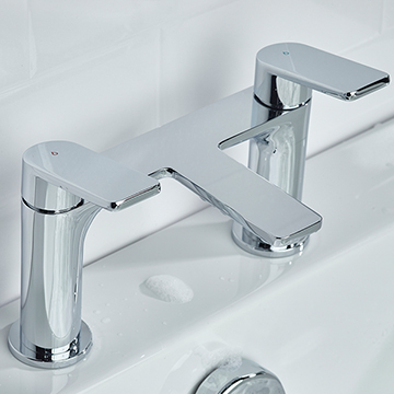 Bristan Frammento Bridge Bath Mixer Tap - Flat Handles and Spout - Deck Mounted