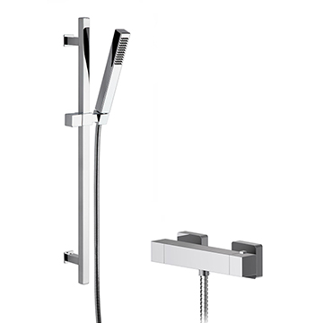 Nuie Sanford Thermostatic Bar Shower Valve with Kubix Slide Rail and Handset - Chrome