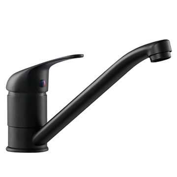 Clearwater Creta Matt Black Kitchen Mixer Tap with Long Swivel Spout - Curved Handle